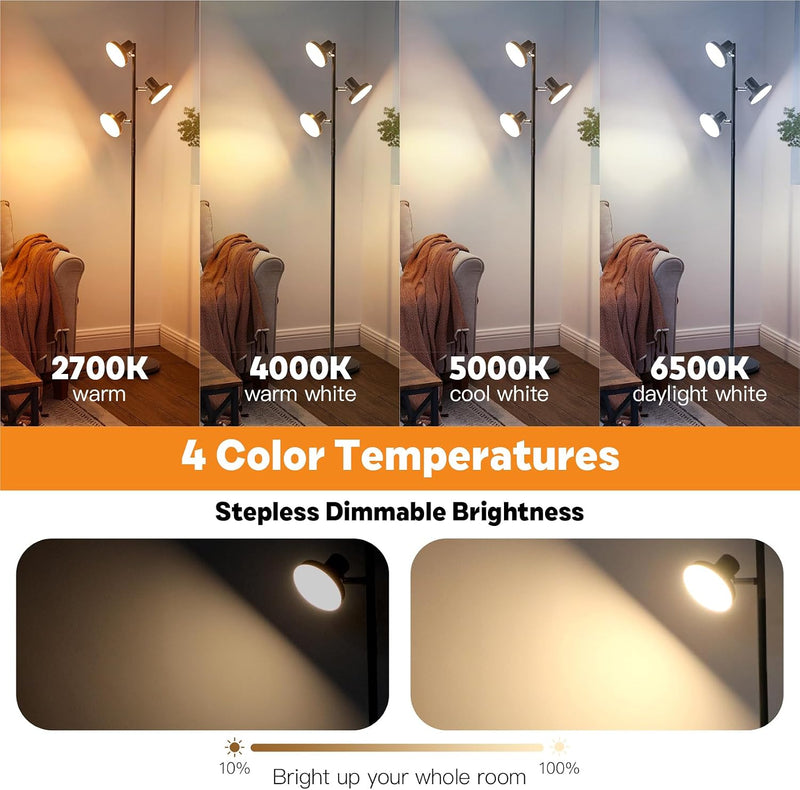 36W LED Tree Floor Lamp Modern Dimmable Standing