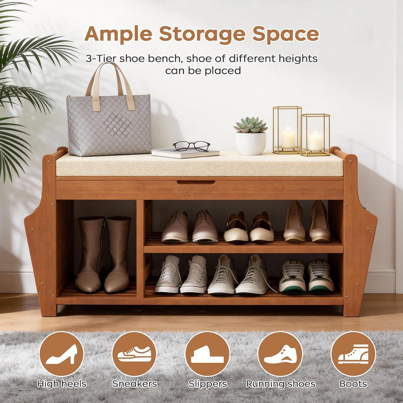 39.4in Shoe Bench with 2 Holder 3 Tier