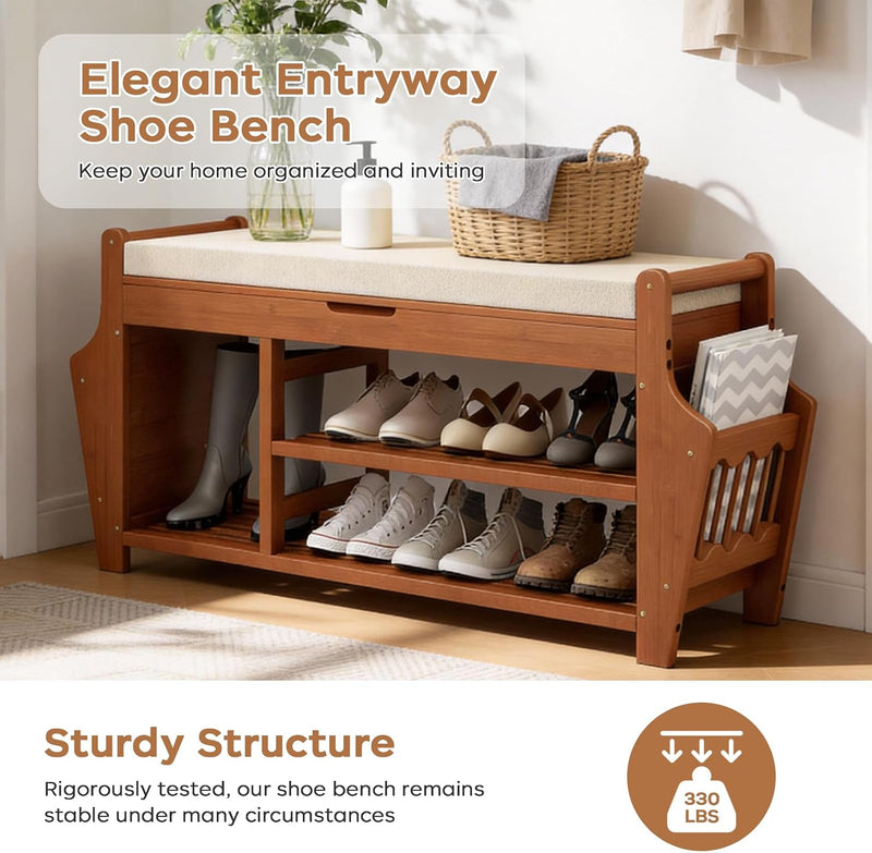 39.4in Shoe Bench with 2 Holder 3 Tier