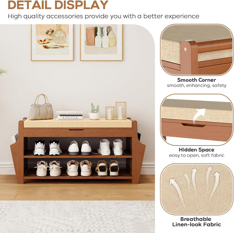 39.4in Shoe Bench with 2 Holder 3 Tier