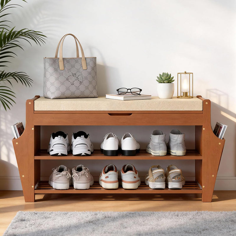 39.4in Shoe Bench with 2 Holder 3 Tier