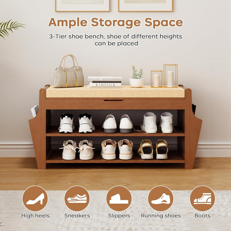 39.4in Shoe Bench with 2 Holder 3 Tier