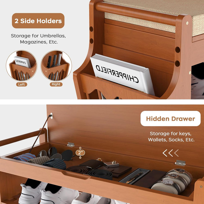 39.4in Shoe Bench with 2 Holder 3 Tier