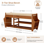 39.4in Shoe Bench with 2 Holder 3 Tier