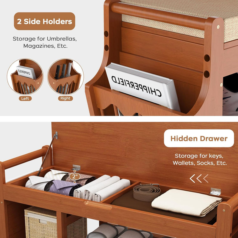 39.4in Shoe Bench with 2 Holder 3 Tier