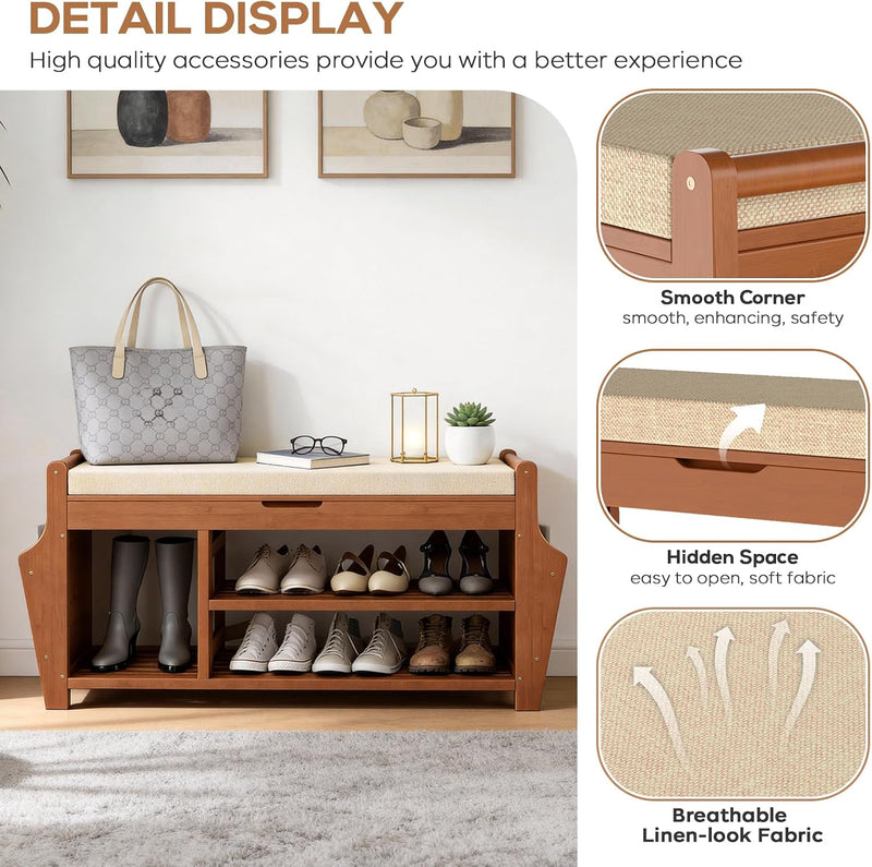 39.4in Shoe Bench with 2 Holder 3 Tier
