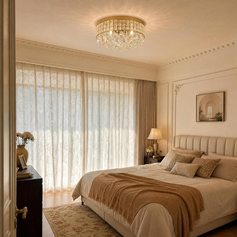 39CM Chrome Semi Flush Mount Ceiling Light Fitting