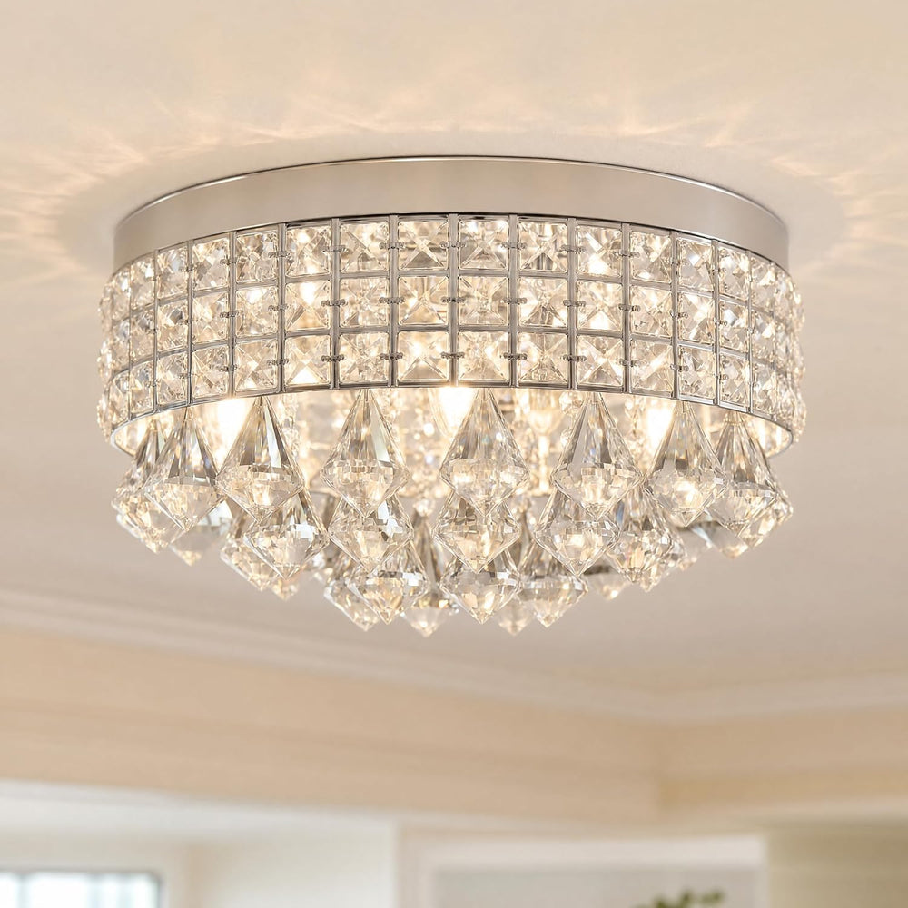 39CM Chrome Semi Flush Mount Ceiling Light Fitting