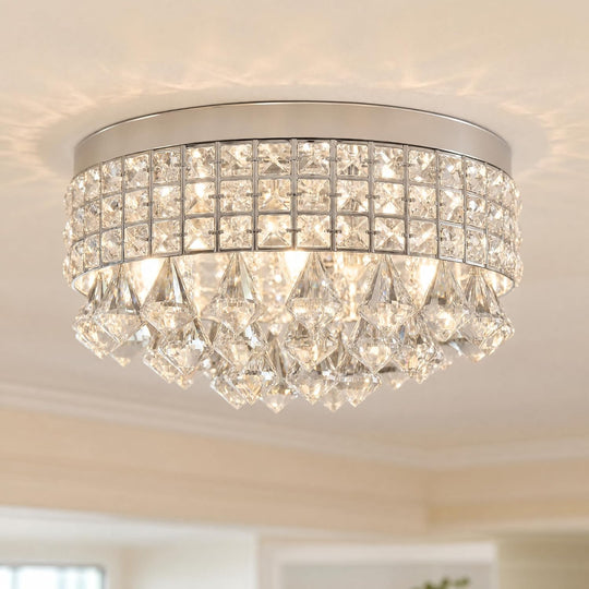 39CM Chrome Semi Flush Mount Ceiling Light Fitting