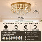 39CM Chrome Semi Flush Mount Ceiling Light Fitting