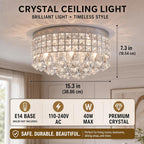 39CM Chrome Semi Flush Mount Ceiling Light Fitting