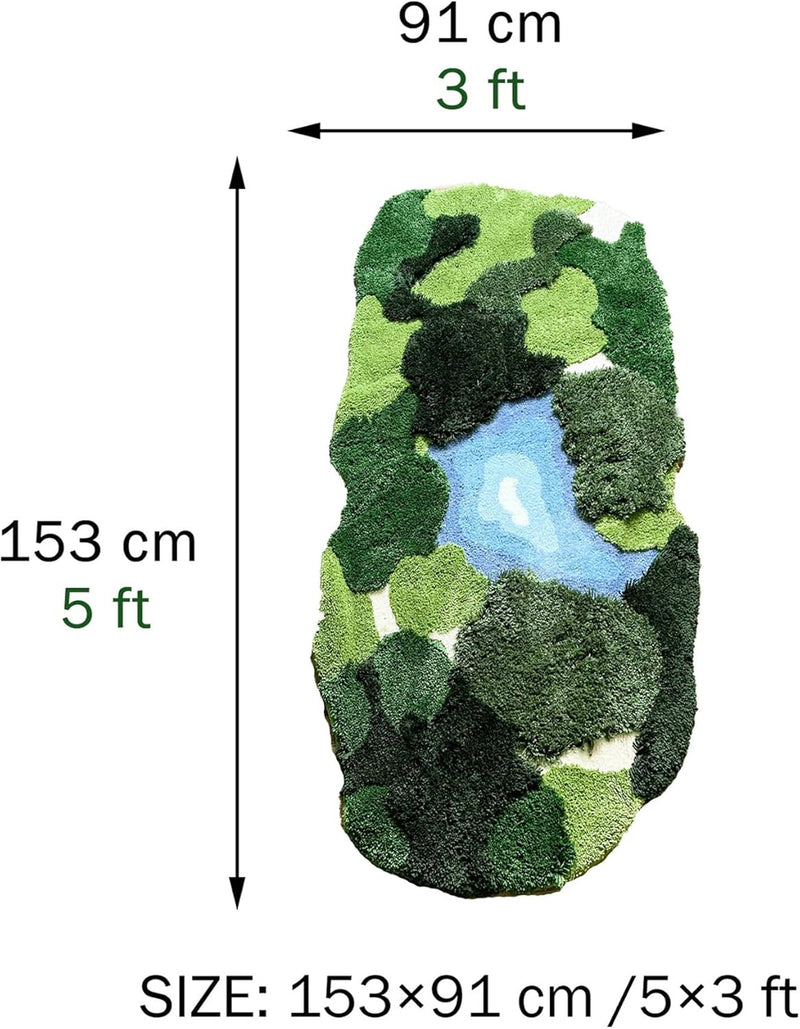 3d Moss Rug Shag Carpet Leaf Area Bathroom