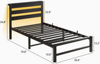 3FT Bed Frame with Charging Station and LED
