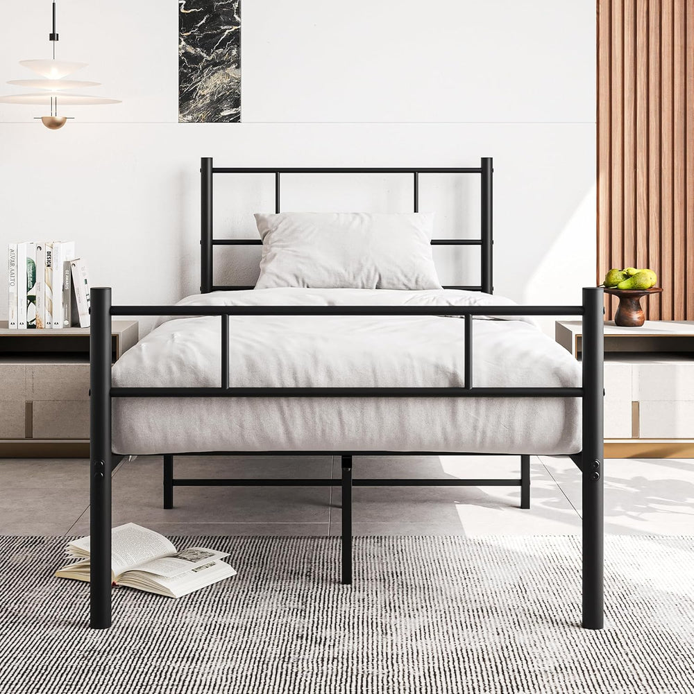 3FT Bed Frame with Headboard Solid Slatted Base