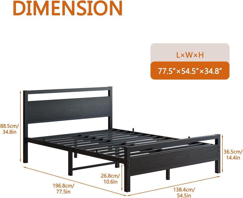 Bed Frame with Wood Headboard