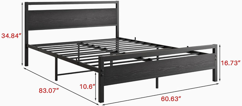 Bed Frame with Wood Headboard