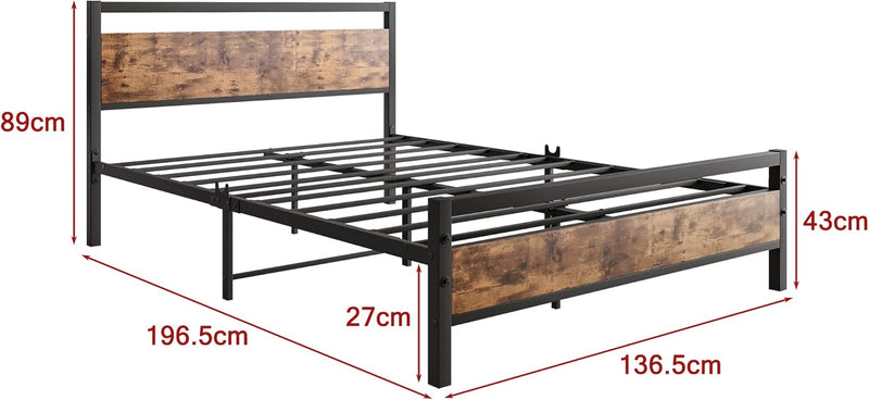 Bed Frame with Wood Headboard