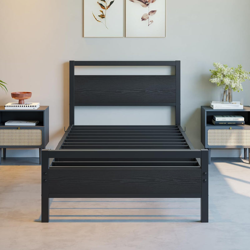Bed Frame with Wood Headboard