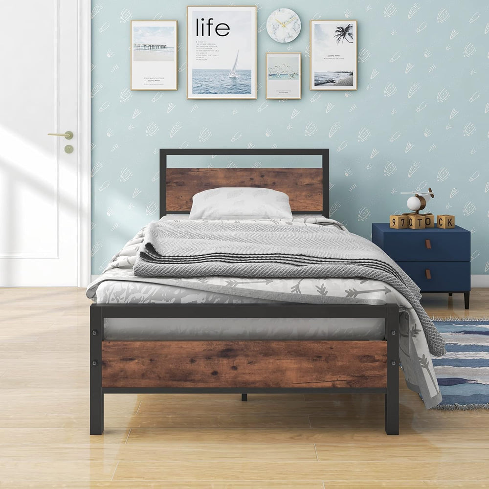 3FT Bed Frame with Wood Headboard