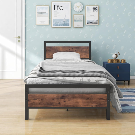 3FT Bed Frame with Wood Headboard