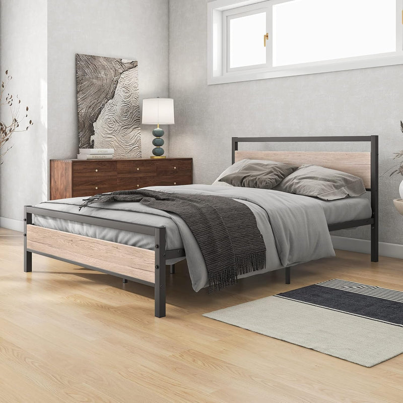 Bed Frame with Wood Headboard