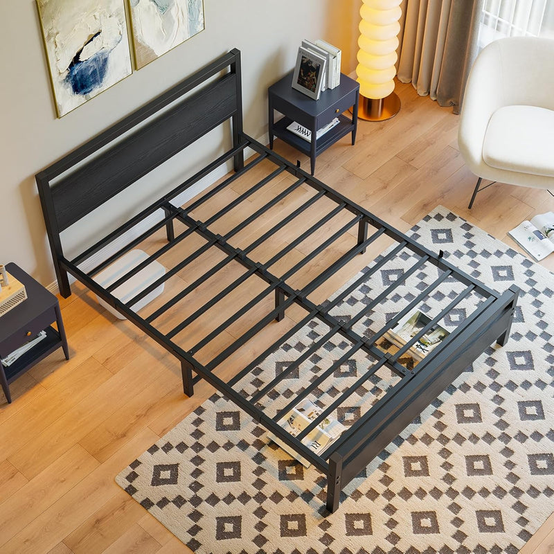 Bed Frame with Wood Headboard