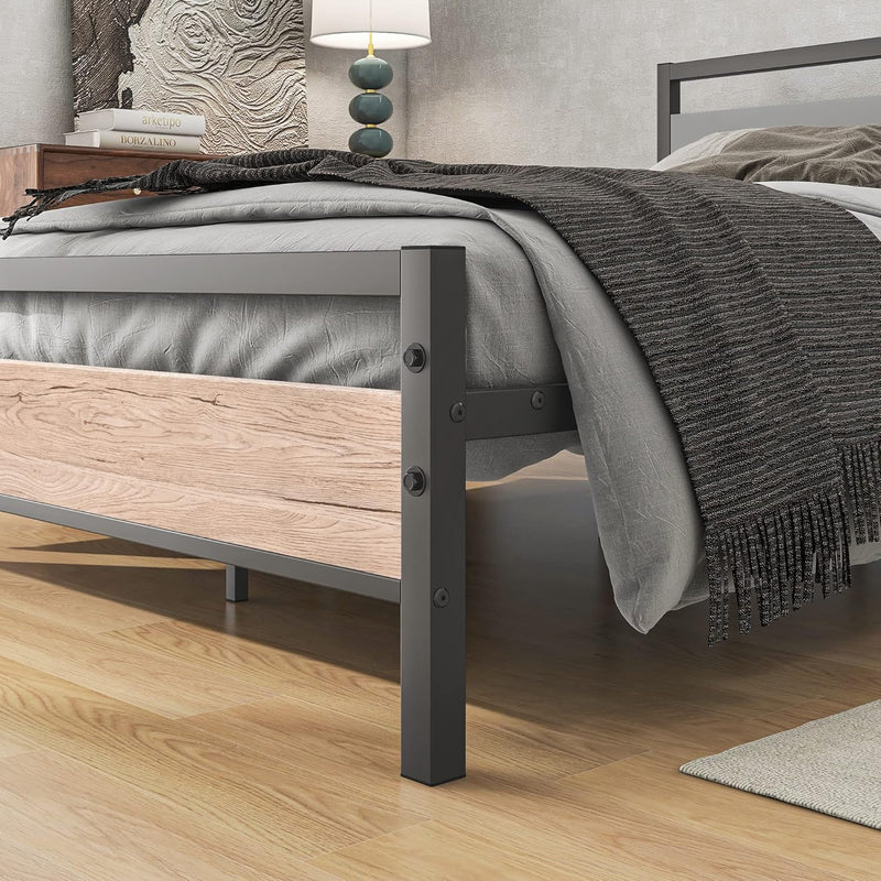 Bed Frame with Wood Headboard