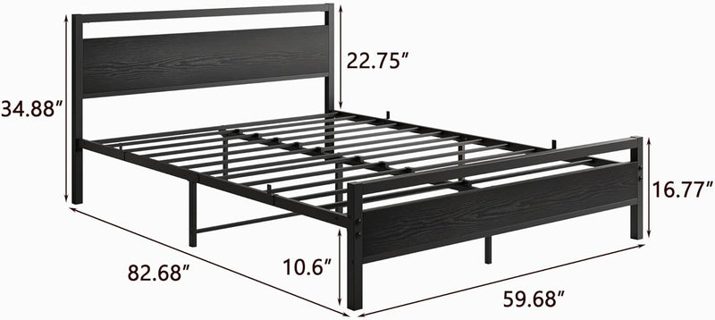 Bed Frame with Wooden Headboard