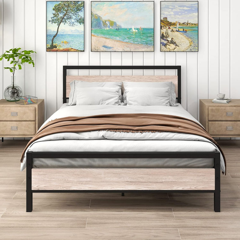 Bed Frame with Wooden Headboard