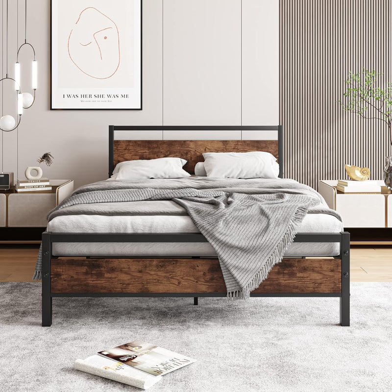 Bed Frame with Wooden Headboard