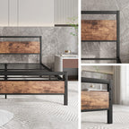 3FT Bed Frame with Wooden Headboard