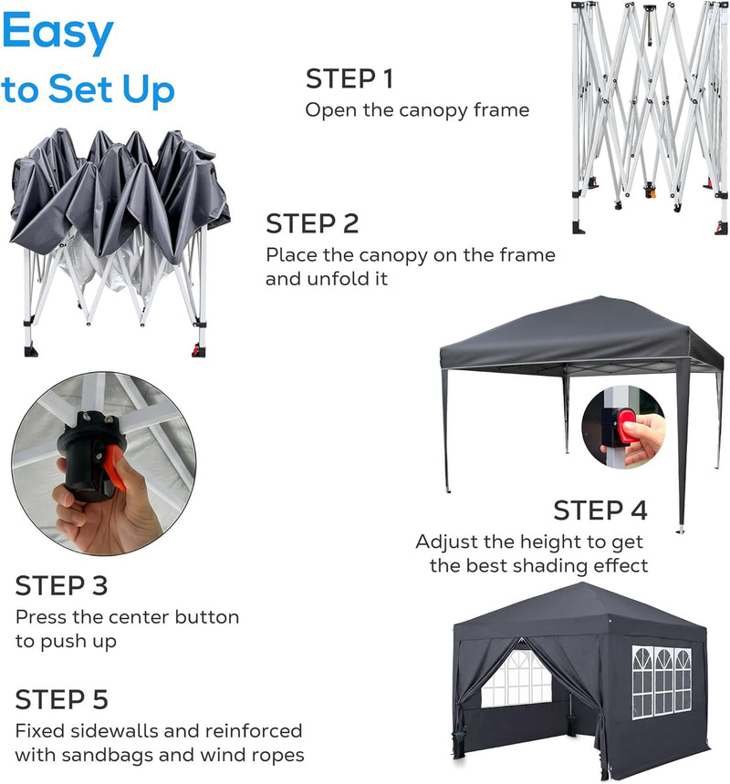 3m X Pop-Up Gazebo Waterproof Garden with 4