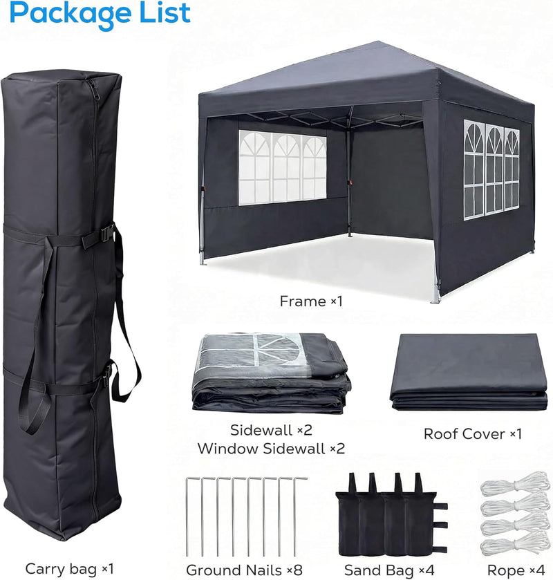 3m X Pop-Up Gazebo Waterproof Garden with 4