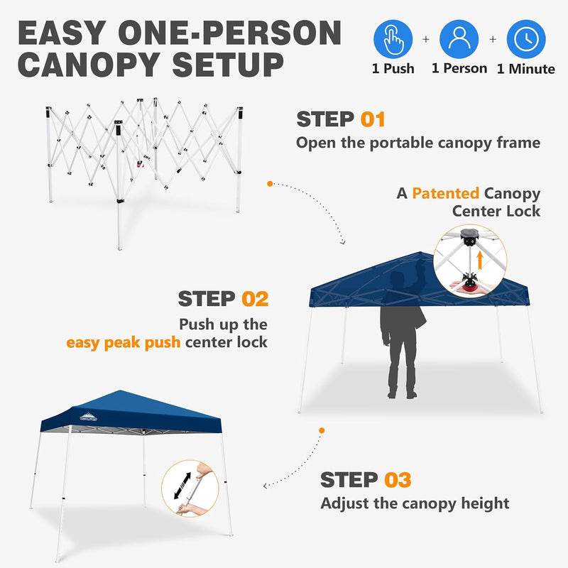 3m X Slant Leg Pop-Up Canopy Tent Instant