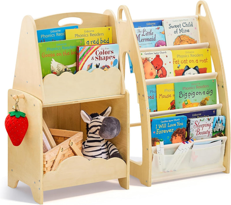 3pc Wooden Bookshelf Set for Kids Children's Bookcase