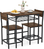 3pcs Dining Table Set Wooden and Chairs