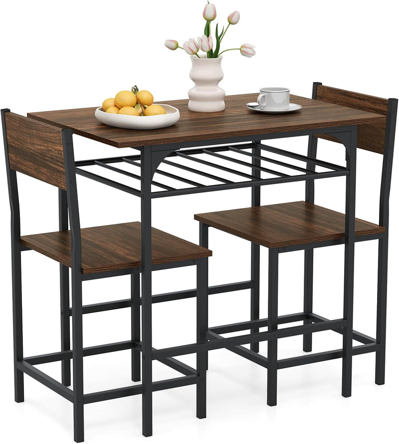 3pcs Dining Table Set Wooden and Chairs