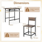3pcs Dining Table Set Wooden and Chairs