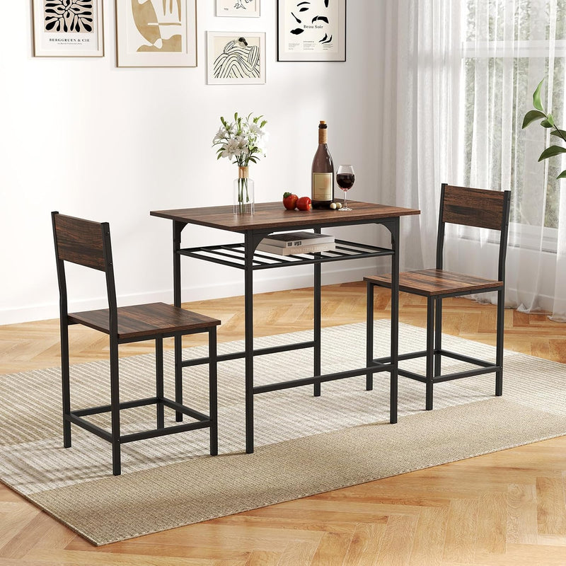 3pcs Dining Table Set Wooden and Chairs
