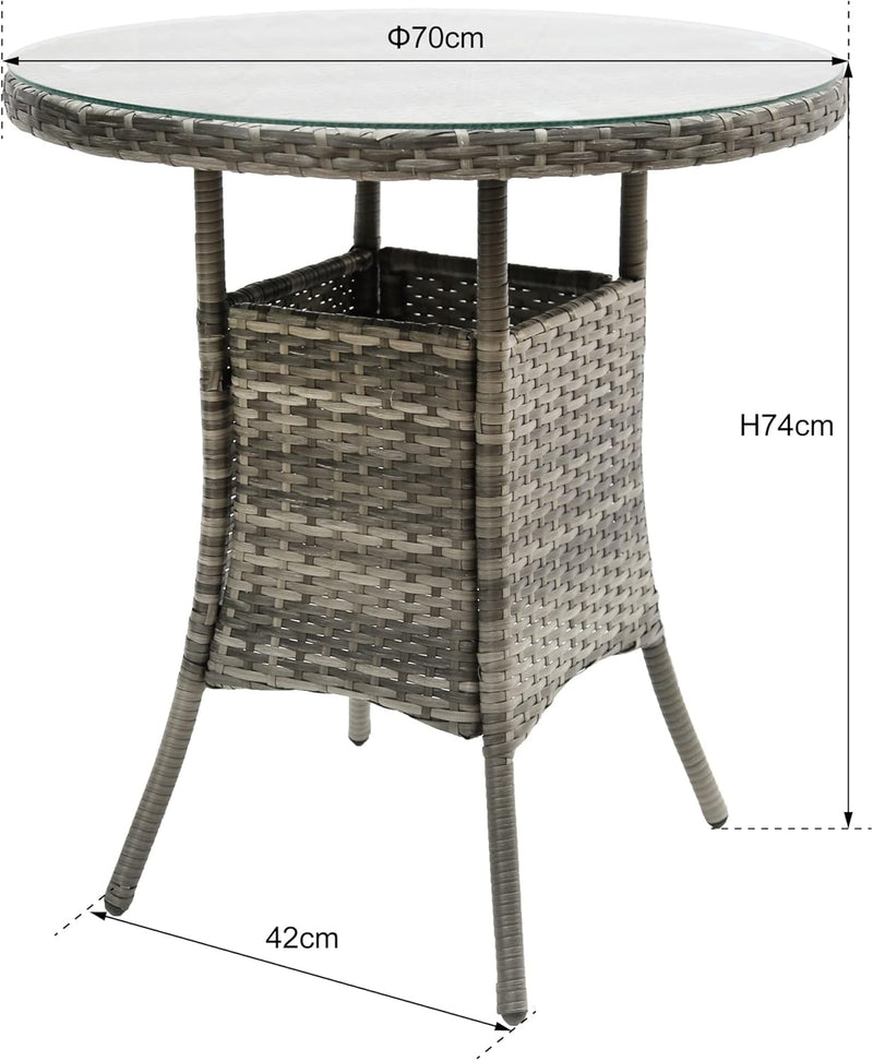 3pcs Rattan Garden Furniture Bistro Set Chair Coffee