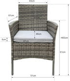 3pcs Rattan Garden Furniture Bistro Set Chair Coffee