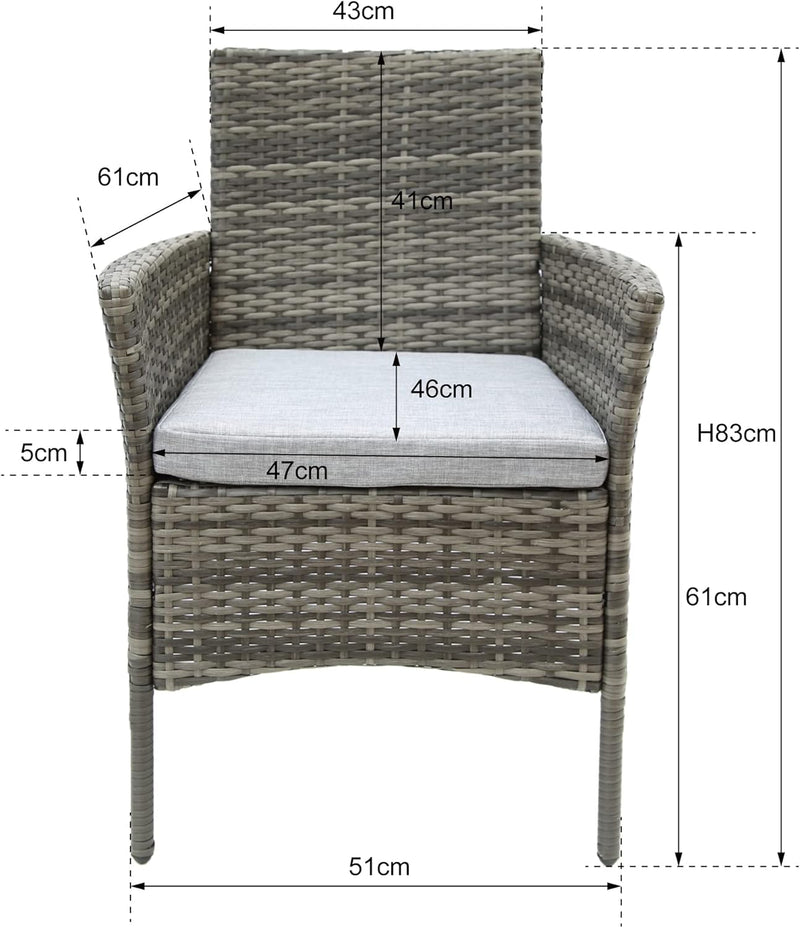 3pcs Rattan Garden Furniture Bistro Set Chair Coffee