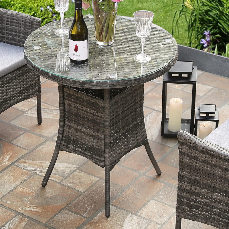 3pcs Rattan Garden Furniture Bistro Set Chair Coffee