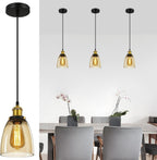 3pcs Vintage Glass Pendant Light Industrial with Clear