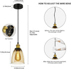 3pcs Vintage Glass Pendant Light Industrial with Clear