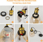 3pcs Vintage Glass Pendant Light Industrial with Clear