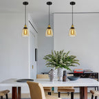 3pcs Vintage Glass Pendant Light Industrial with Clear