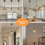 3pcs Vintage Glass Pendant Light Industrial with Clear