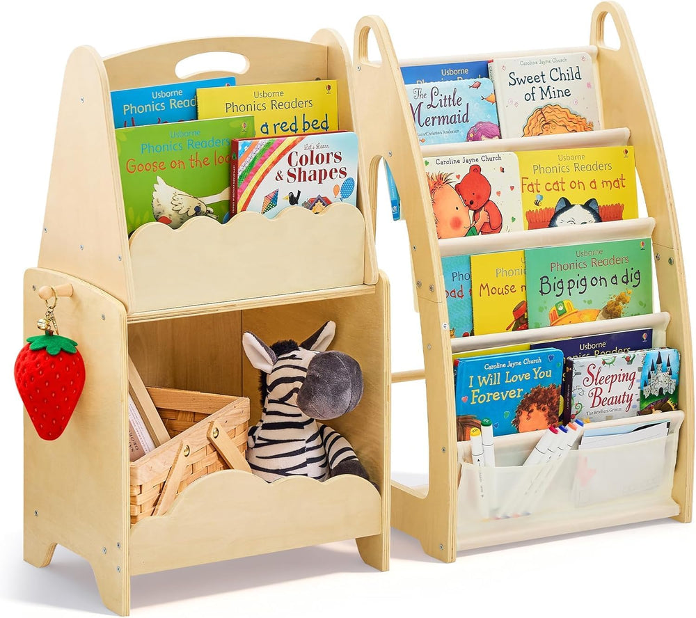 3pcs Wooden Bookshelf Set for Kids 5-Tier Children's