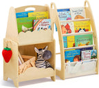 3pcs Wooden Bookshelf Set for Kids 5-Tier Children's